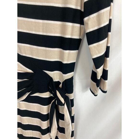 WHBM 3/4 Sleeve Stripe Shift Dress Side Tie Size 2 - Picture 4 of 7